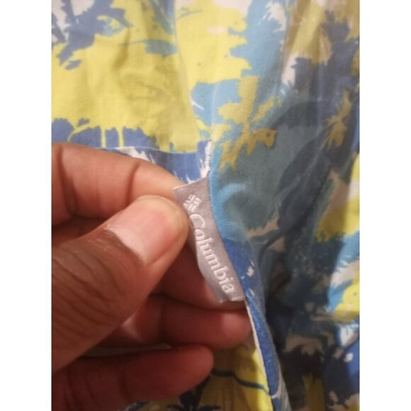 Columbia PFG Shirt Mens Large Blue Green Floral Trollers Best Vented Fishing USA - Picture 2 of 13